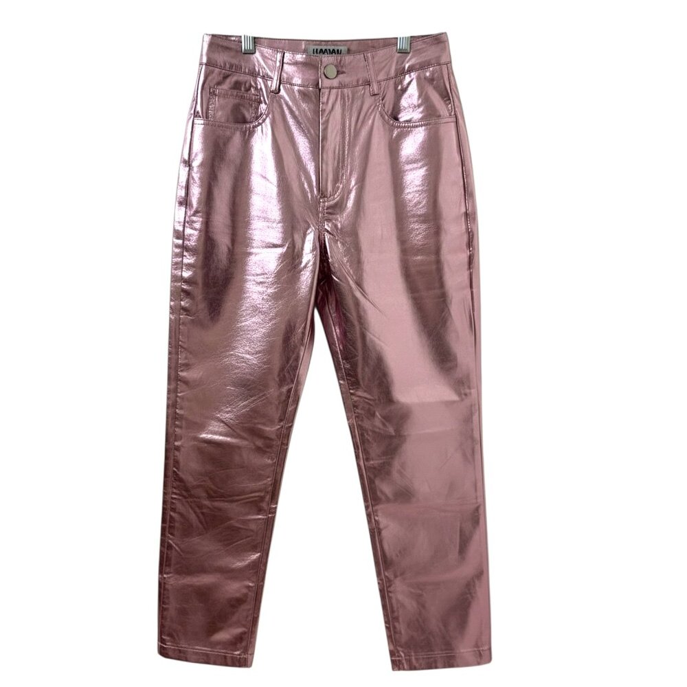 NWOT Urban Outfitters Amy Lynn High-Waist Metallic Pants - Pink - Sz S MSRP $109